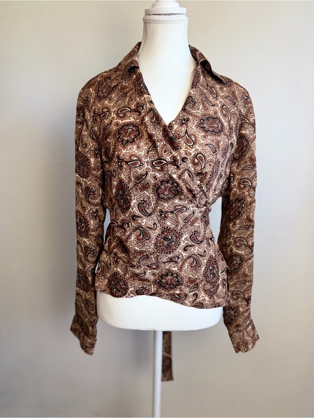 MICHAEL Michael Kors 100% Silk Paisley Wrap Blouse Size 10